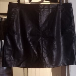 loft black faux leather mini skirt